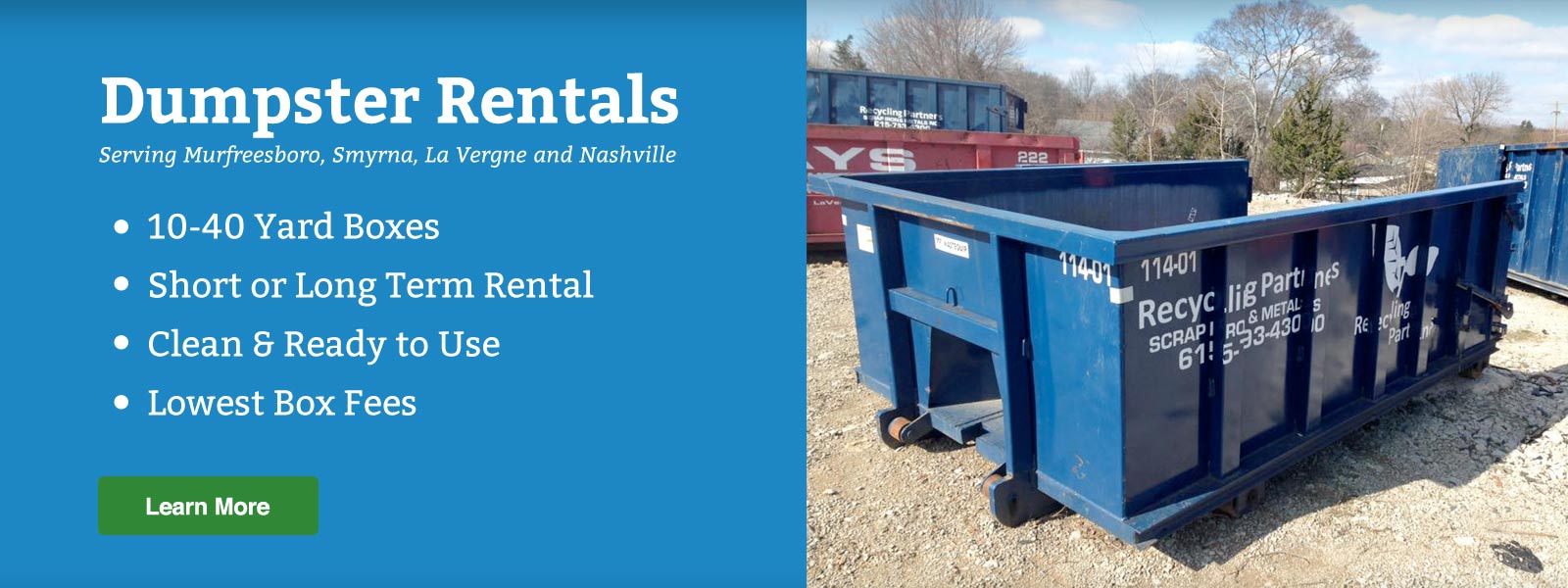 Scrap Metal Nashville, Dumpster Rental Murfreesboro Recycling Partners